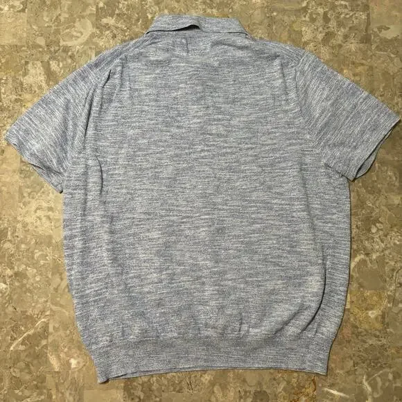 J Crew Sweater Polo Shirt Mens 2XL Blue Cotton Blend Short Sleeve BZ522 - Picture 6 of 9